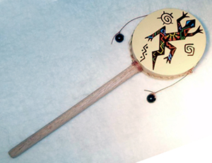 Andes, Peru, Fair Trade, Tamborine, Spin Drum, Instrument, Toys, Handpainted