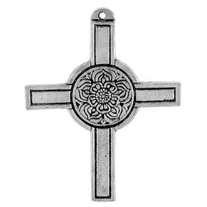 Talisman, Rose, Cross , High Concepts, Leadfree, Pewter, Amulet