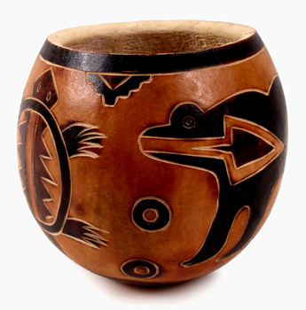 Andes, Peru, Fair Trade, Bowl, Gourd, Animals, Handcarved