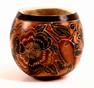 Andes, Peru, Fair Trade, Bowl, Gourd, Floral, Insects, Handcarved