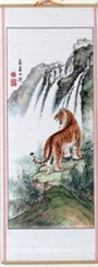 Bamboo, Wall, Scroll, Decor, Asia, Tiger